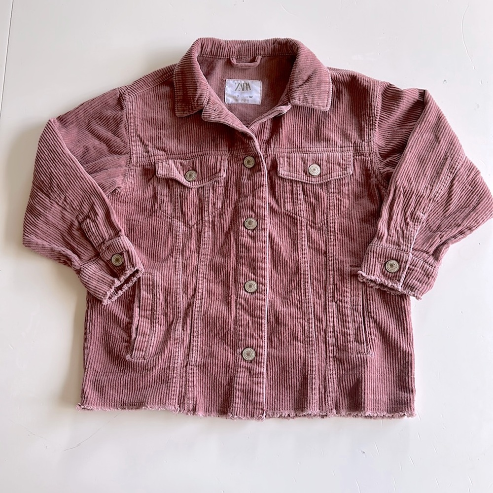 Zara Girls Rose Corduroy Button Up Jacket.  Size 7.  Excellent Condition.